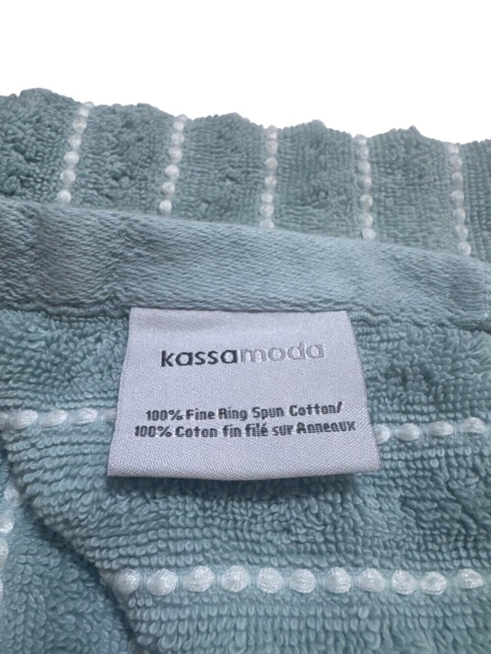 Kassa Moda Blue Hand Towel 15x25 Cotton White Striped Ring Spun Soft Absorbent - Picture 3 of 4